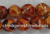 CAG6150 15 inches 10mm faceted round tibetan agate gemstone beads