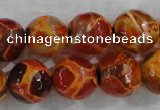 CAG6152 15 inches 14mm faceted round tibetan agate gemstone beads