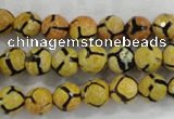 CAG6167 15 inches 12mm faceted round tibetan agate gemstone beads