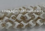 CAG6175 15 inches 8mm faceted round tibetan agate gemstone beads