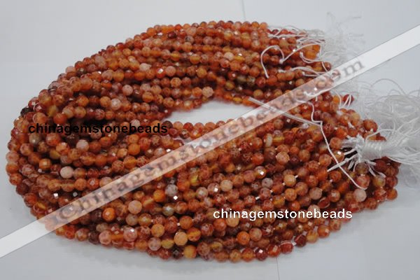 CAG618 15.5 inches 4mm faceted round natural fire agate beads