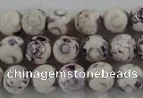 CAG6181 15 inches 12mm faceted round tibetan agate gemstone beads