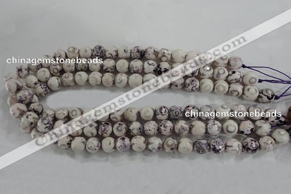 CAG6181 15 inches 12mm faceted round tibetan agate gemstone beads