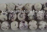 CAG6182 15 inches 14mm faceted round tibetan agate gemstone beads