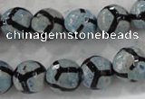 CAG6187 15 inches 12mm faceted round tibetan agate gemstone beads