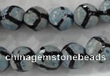 CAG6188 15 inches 14mm faceted round tibetan agate gemstone beads