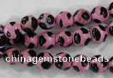CAG6212 15 inches 12mm faceted round tibetan agate gemstone beads