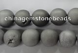 CAG6224 15 inches 12mm round plated druzy agate beads wholesale