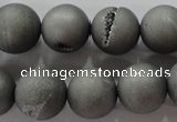 CAG6225 15 inches 14mm round plated druzy agate beads wholesale