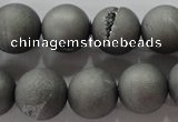 CAG6226 15 inches 16mm round plated druzy agate beads wholesale