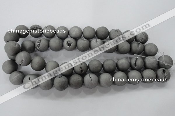 CAG6226 15 inches 16mm round plated druzy agate beads wholesale