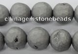 CAG6233 15 inches 10mm faceted round plated druzy agate beads