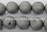 CAG6234 15 inches 12mm faceted round plated druzy agate beads