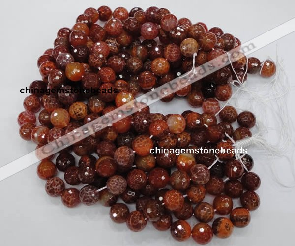 CAG625 15.5 inches 18mm faceted round natural fire agate beads