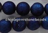 CAG6252 15 inches 8mm faceted round plated druzy agate beads