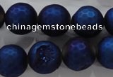 CAG6253 15 inches 10mm faceted round plated druzy agate beads