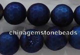 CAG6254 15 inches 12mm faceted round plated druzy agate beads