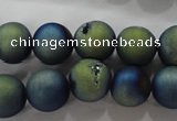 CAG6262 15 inches 8mm round plated druzy agate beads wholesale