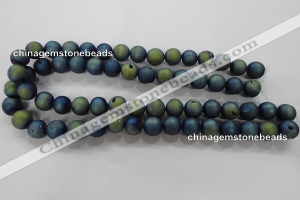 CAG6262 15 inches 8mm round plated druzy agate beads wholesale