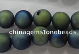 CAG6263 15 inches 10mm round plated druzy agate beads wholesale