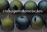 CAG6266 15 inches 16mm round plated druzy agate beads wholesale