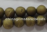 CAG6274 15 inches 12mm round plated druzy agate beads wholesale