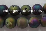 CAG6282 15 inches 8mm round plated druzy agate beads wholesale