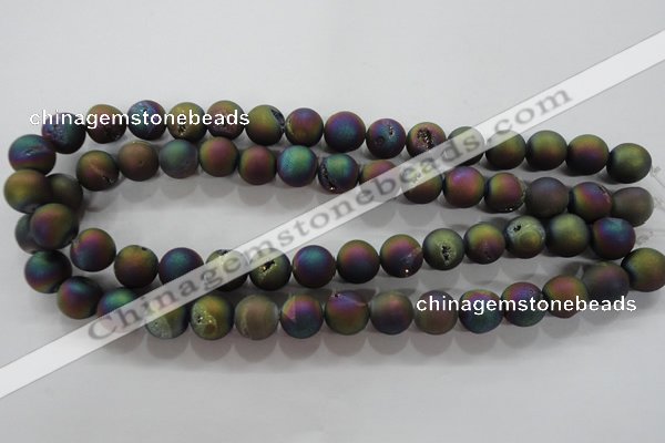 CAG6282 15 inches 8mm round plated druzy agate beads wholesale