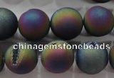 CAG6285 15 inches 14mm round plated druzy agate beads wholesale