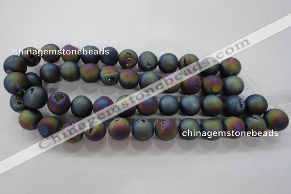 CAG6286 15 inches 16mm round plated druzy agate beads wholesale