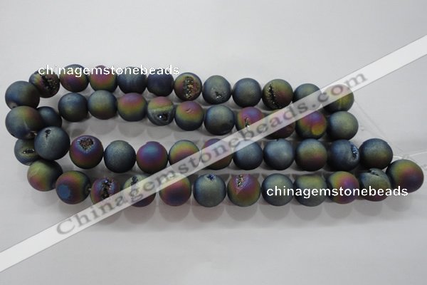 CAG6287 15 inches 18mm round plated druzy agate beads wholesale