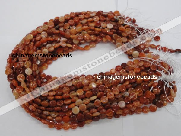 CAG629 15.5 inches 8mm coin natural fire agate beads wholesale