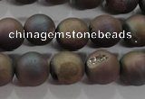 CAG6293 15 inches 10mm round plated druzy agate beads wholesale