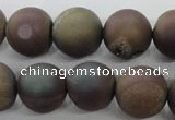 CAG6294 15 inches 12mm round plated druzy agate beads wholesale