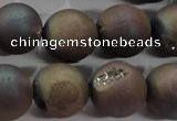 CAG6295 15 inches 14mm round plated druzy agate beads wholesale