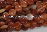 CAG630 15.5 inches 10mm coin natural fire agate beads wholesale