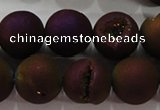 CAG6304 15 inches 12mm round plated druzy agate beads wholesale