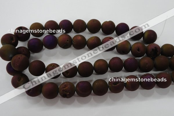 CAG6306 15 inches 16mm round plated druzy agate beads wholesale