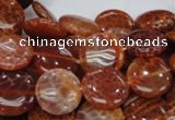 CAG631 15.5 inches 14mm coin natural fire agate beads wholesale