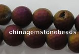 CAG6312 15 inches 8mm faceted round plated druzy agate beads