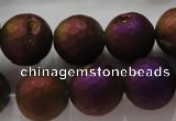 CAG6314 15 inches 12mm faceted round plated druzy agate beads