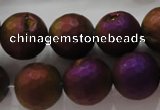 CAG6315 15 inches 14mm faceted round plated druzy agate beads