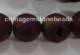 CAG6317 15 inches 18mm faceted round plated druzy agate beads