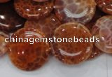 CAG632 15.5 inches 20mm coin natural fire agate beads wholesale