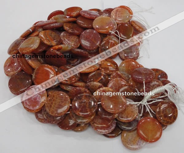 CAG633 15.5 inches 30mm coin natural fire agate beads wholesale