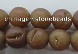 CAG6333 15 inches 10mm faceted round plated druzy agate beads