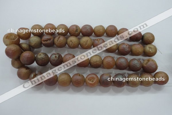 CAG6333 15 inches 10mm faceted round plated druzy agate beads