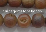 CAG6335 15 inches 14mm faceted round plated druzy agate beads