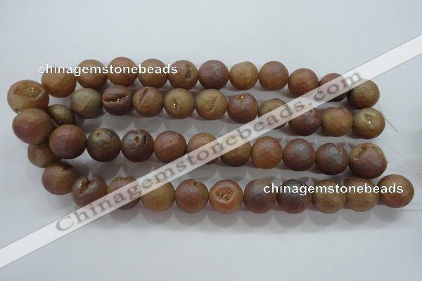 CAG6336 15 inches 16mm faceted round plated druzy agate beads