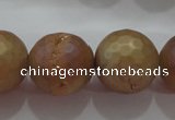 CAG6338 15 inches 20mm faceted round plated druzy agate beads